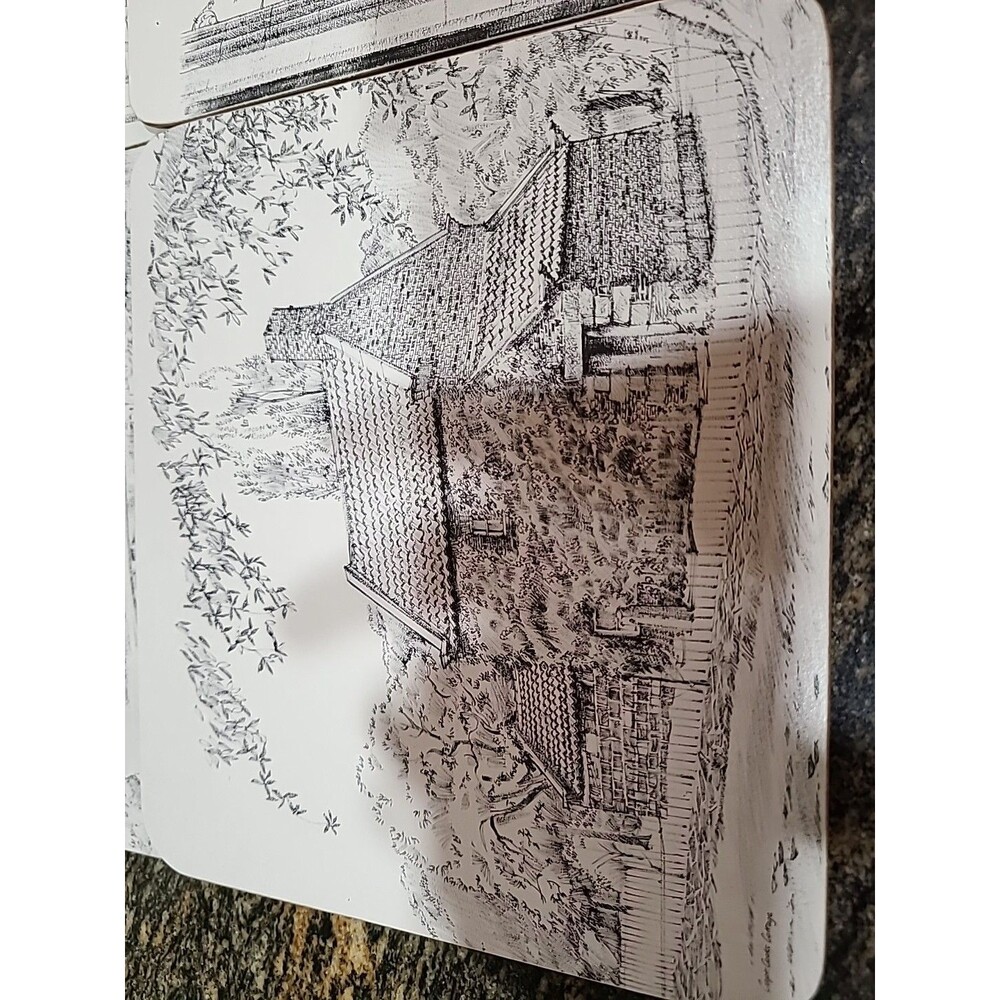 Maurice Hudson Tablemats Cork Back Placemats Melbourne Box of 6 Blk/wht  Cities